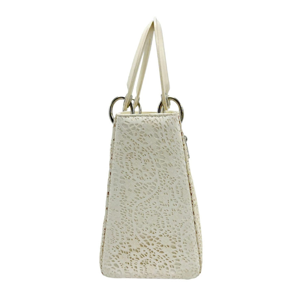 Dior 2way  Christian leather White Bag Lady Ivory Shoulder